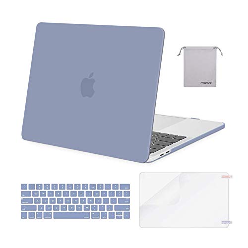 MOSISO Compatible with MacBook Pro 15 inch Case A1990 A1707, Lavender Gray | Protective Crack-Resistant Plastic Peony Hard Shell Case&Keyboard Cover Skin& Screen Protector - color: Lavender Gray