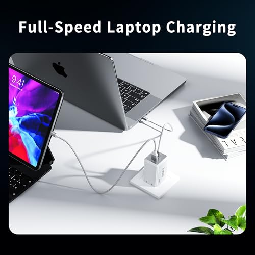 Mac Book Pro Charger - 140W 2 Port Foldable USB C Charger Fast Charging Compatible with for Mac Book,M1 M2 M3 M4 M5.iPad/iPhone 17/16 Series, Samsung Galaxy, Pixel, Include 5 FT Charge Cable