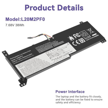 L20C2PF0 L20M2PF0 Laptop Battery Replacement for Lenovo IdeaPad 3-14ADA6 3-14ALC6 3-14ITL6 3-14ABA7 3-15ADA6 3-15ITL6 3-15ALC6 3-17ALC6 3-17ITL6 V14 V15 V17 G2-ALC G3-ABA Series L20L2PF0 38Wh - size: L20M2PF0 12.60 × 6.50 × 0.94 in