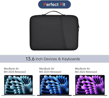 13 Inch Laptop Carrying Sleeve for 2026 2025 Apple MacBook Air 13 Inch Laptop with M5 M4 chip A3449 A3240, MacBook Air 13.6" M3 A3113 2024 / M2 A2681 Protective Bag Case with Handle Pocket - Black - color: Black, size: 13.6 Inch