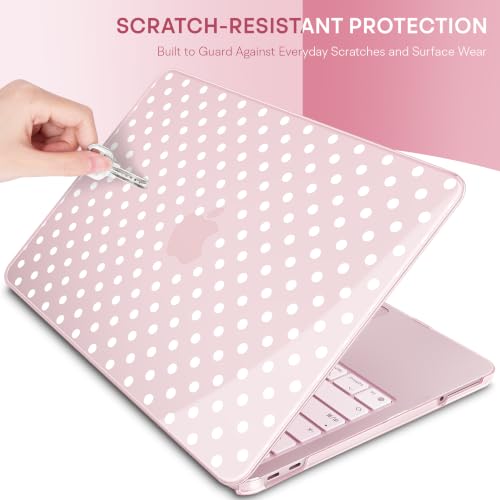 May Chen Compatible with MacBook Neo 13 inch Case 2026 Model A3404, Plastic Hard Shell,Keyboard Cover,Screen Protector,Dust Plug, for MacBook Neo 13" with A18 Pro Chip, Blush Polka dot - color: Blush Polka dot