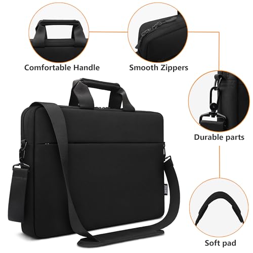 TECOOL Laptop Bag 15 15.6 16 Inch, Waterproof Laptop Carrying Case Sleeve | Messenger Bag Briefcase with Shoulder Strap for 15 15.6 16 Inch Lenovo HP Dell Acer ASUS Notebook, MacBook Pro 16,Black - color: Black, size: 15.6-16 Inch