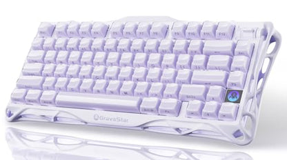 GravaStar Mercury K1 Purple 75% Wireless Mechanical Keyboard – Tri-Mode BT5.0/2.4GHz/USB-C Gaming Keyboard, Jelly Keycaps, Linear Switches, RGB Backlit Creamy Keyboard for PC/Mac【Lavender Purple】 - color: Lavender Purple