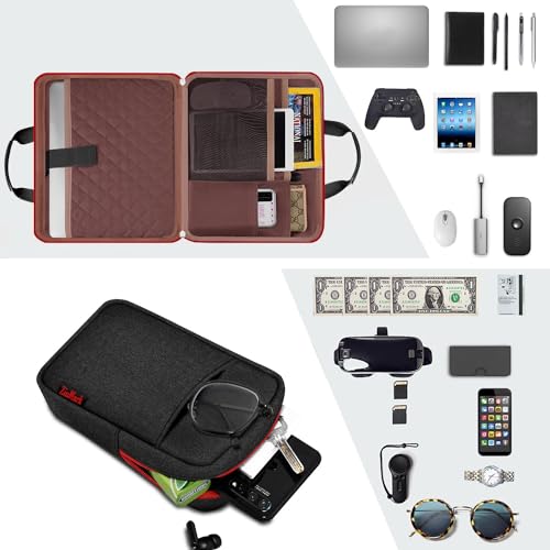 Laptop Case 15.6 Inch Briefcase Military-Grade Protection with Detachable Belt Bag, Compatible All Model of 15-16 Inch MacBook Pro and Most Popular 15.6 Inch Notebooks Chromebooks (Black Red) - color: Black Red