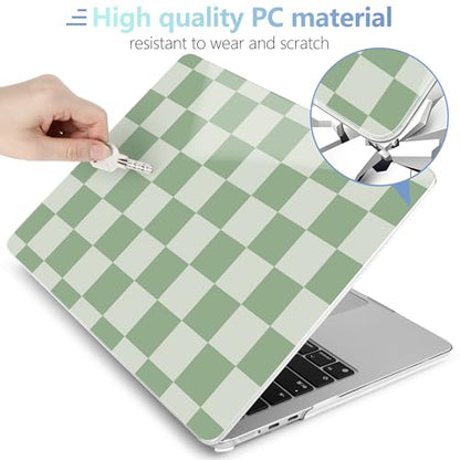 MEEgoodo Case for M5/M4/M3/M2 MacBook Air 13 inch Case 2026 2025 2024 2022, Fit Model A3449/A3240/A3113/A2681, Laptop Hard Shell Compatible with MacBook Air 13.6-inch, Green Checkered - color: Green Checkered