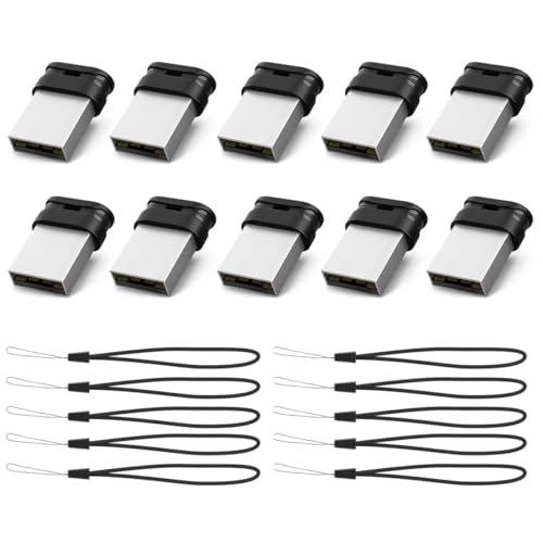 RAOYI 10 Pack 64GB USB Flash Drive, USB 2.0 Mini Fit Memory Stick Ultra Slim Thumb Drive Jump Drive Zip Drive Pen Drive with Lanyard-Black - color: black 10 pack, size: 64GB-2.0