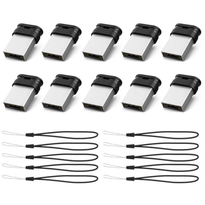 RAOYI 10 Pack 64GB USB Flash Drive, USB 2.0 Mini Fit Memory Stick Ultra Slim Thumb Drive Jump Drive Zip Drive Pen Drive with Lanyard-Black - color: black 10 pack, size: 64GB-2.0