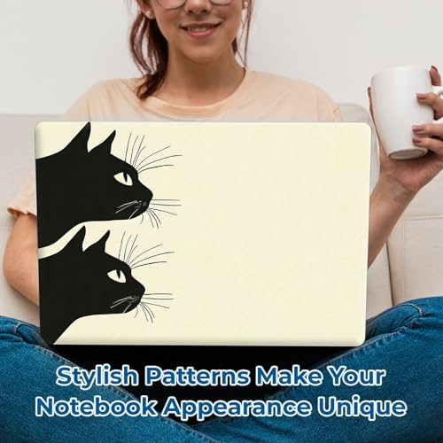 Reusable Universal Laptop Skin Sticker, Cut to Fit for 11.6–15.6 Inch Laptops, Waterproof Protective Film, No-Residue - Black Cats Peek - color: Black Cats Peek