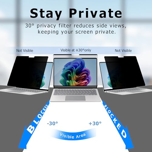 Adeway Privacy Screen Protector for Surface Laptop 6/5/4/3 15 Inch, Magnetic Nano, Anti-Spy, Removable, Blue Light & UV Blocking, Anti-Glare - size: Laptop 6/5/4/3 15"