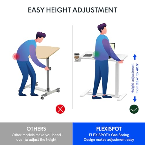 FLEXISPOT 32" Mobile Standing Desk Pneumatic Lift Computer Workstations | Computer workstation desk with hidden wheels,Laptop Rolling Cart for home office and small spaces.31.5"W x 15.7"D,White - color: White, size: 32x18