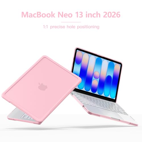 Batianda Ultimate Rugged Case for MacBook Neo 13 Inch 2026, Blush | Fits Model A3404, Shock-Absorbing TPU Bumper, Carbon Fiber Side Texture, Matte Rugged Shockproof Hybrid Protective Shell - color: Blush