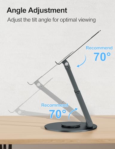 tounee Telescopic Laptop Stand for Desk with 360° Swivel Base, Sit to Stand, Height Adjustable, Portable Riser Holder for Good Posture, Compatible with MacBook Pro, All Laptops 10-17"-Gray - color: Gray