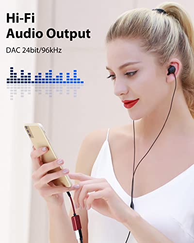 Stouchi USB C to 3.5mm Headphone and Charger Adapter, 2 in 1 USB-C to Aux Audio Jack with 30W Safe Fast Charging Hi-res DAC Compatible with iPhone 17 16 15, Galaxy S25/S24/S23/S22/S21, Pixel 6/5 (Red) - color: Red