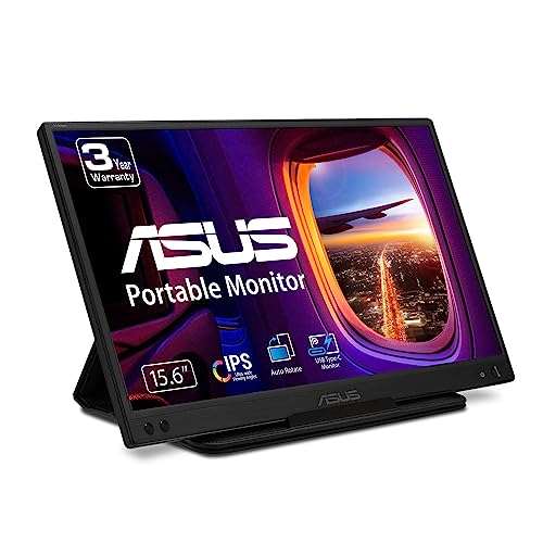 ASUS ZenScreen 15.6” 1080P Portable USB Monitor (MB166C) - Full HD, IPS, USB Type-C, USB-Powered, Eye Care, Flicker Free, Blue Light Filter, Tripod Mountable, Anti-Glare Surface, Protective Sleeve - style: 16"