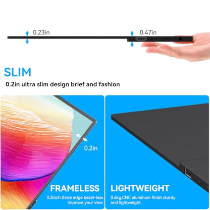 14" Portable Touch Monitor,1920×1200 FHD IPS USB-C HDMI,10-Point Touch,Foldable Stand,Built-in Speakers VESA for Laptop Mac PS5 Switch - size: 14inch Touch