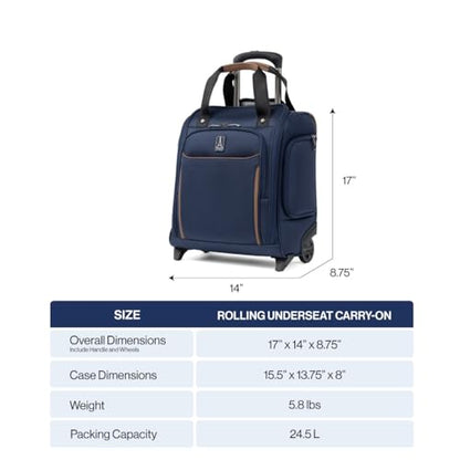 Travelpro Crew Classic Lightweight Softside Luggage, Rolling Underseat Carry on Bag, 14" Laptop or Tablet Sleeve, Men and Women, 17-Inch, Patriot Blue - color: Patriot Blue