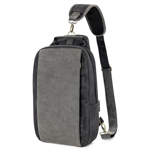 Canvas Messenger Bag Sling Bag Crossbody Shoulder Bag for Men Women Travel Work Satchel Bags - color: Black-b