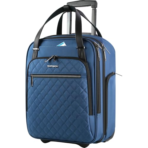 EMPSIGN Underseat Carry On Wheeled - 16" Carry on Bag with Wheels Multi-functional Lightweight Rolling Bag Overnight Weekender Small Suitcase for Women Men Travel Business, Haze Blue - color: Haze Blue
