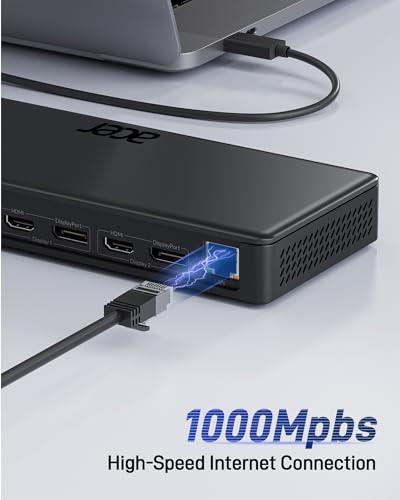 Acer DisplayLink Laptop Docking Station 3 Monitors,USBC Dock with 3HDMI+2DP | 15-in-1 USB C Docking Station with 130W Power Adapter, 10Gbps Data, 1Gbps Ethernet for MacBook Pro/Air, Acer Laptops, PC