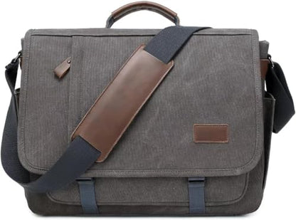 Laptop Messenger Bag for Men, 17 inch Water-resistant Canvas Laptop Shoulder Business Briefcase Bag