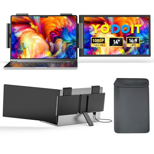 Yodoit Laptop Screen Extender, 14" FHD 1920×1080 Travel Monitor with USB Type C Port and Built-in Speakers Compatible with MacBook - size: 14inch Extender FHD