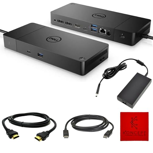 Dell WD19TBS Thunderbolt Dock, USB-C Docking Station Dual Monitor | 180W Adap ter Included, HDMI & DisplayPort Cables, Triple 4K Display Support, 130W Power Delivery, 40Gbps Transfer Speed