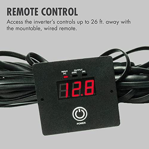 Wagan EL3732 1250W Slimline Plus AC to DC Power Inverter 1250 Watt TrueRated Continuous 2600 Watt Surge Power DC 12V to AC 110V Illuminated Display 2 AC Outlets and 2A USB Charging Port - size: 1250W