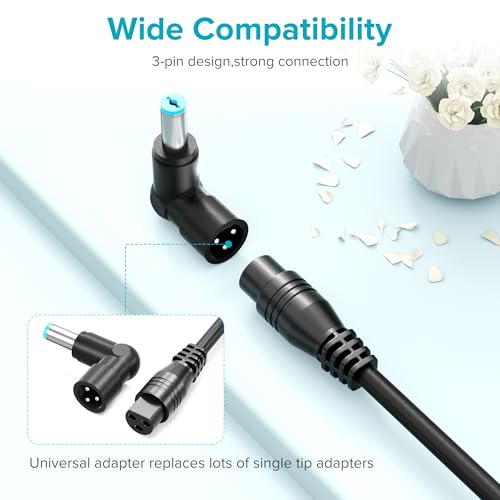 Powseed 65W Universal Laptop Charger for Dell HP Asus Acer Samsung Toshiba Lenovo IBM Sony Gateway Notebook Ultrabook Chromebook, DC Output 18.5V 19V 19.5V 20V Power Adapter Supply Cord 65W