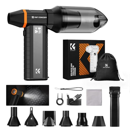 K&F CONCEPT Blower and Suction 2 in 1 Screen Display Compressed Air Duster | 10000AH,LED Light,Super Wind Power,Brushless Motor First Gear for 150 Mins,for Computer, Keyboard, Car, Home,Outdoor,BS500V