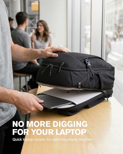 Tolaccea Travel Laptop Backpack 32L, TSA Friendly Flight Approved Computer Work Business Bag, Water-resistant Carry on Luggage, Durable Casual Daypack College Rucksack for Men Women - color: Black