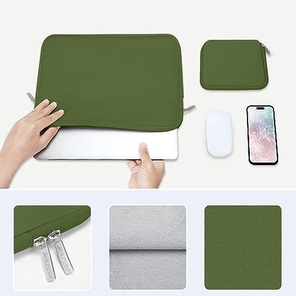 MOSISO Laptop Case 13.3 inch, 13-13.3 inch Laptop Sleeve with Small Case | Compatible with MacBook Air/Pro 13/Pro 14 M5 M4 M3 M2 M1, HP Dell ASUS Lenovo, Neoprene Computer Sleeve Bag, Army Green - color: Army Green, size: 13.3 inch