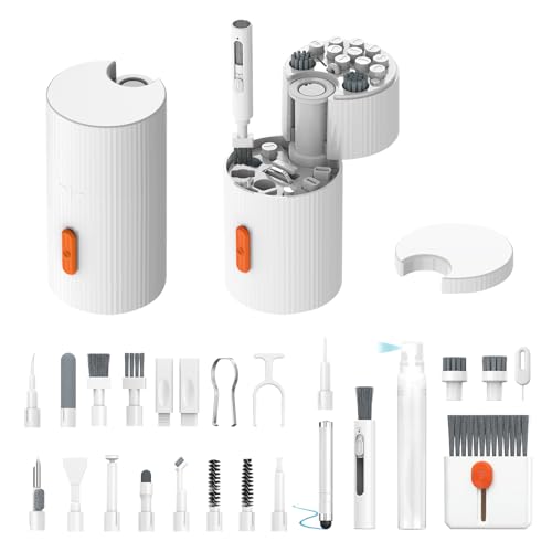 Electronic Cleaning Kit with Screen Spray Wiper and Keyboard Brush | 33in1 Multifunctional Tools,USB Charging Port Repair Tools,Phone Stand,Card Storage Slots,Stylus Pen for Airpods,iPhone