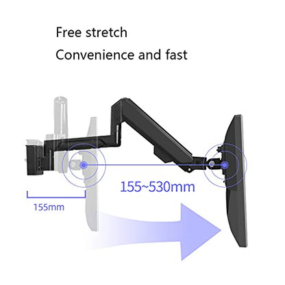 GLigeT Monitor Arm Gas 10"-32" Monitor Wall Bracket Adjustable Gas Spring Monitor Mount Stand 10"-16" Wall-Mounted Laptop Stand, Hold Up to 19.8lbs, Black Monitor Desk Mount (Size : B) - size: B