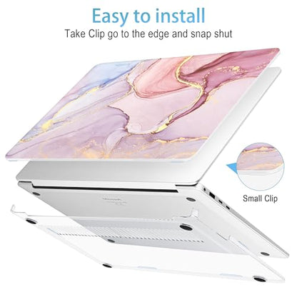 Mektron Case for 13.8" Microsoft Surface Laptop 8/7 (2026/2024) Surface Laptop 13.8 Inch Cover Fits Model 2036, Keyboard Cover +Screen Protector +Dust Plugs, Pink Marble - color: Pink Marble