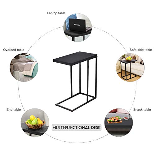 Tangkula Sofa Side End Table C Table Laptop Holder End Stand Desk Coffee Tray Side Table Notebook Tablet Beside Bed Sofa Portable Workstation (Black) - color: Black