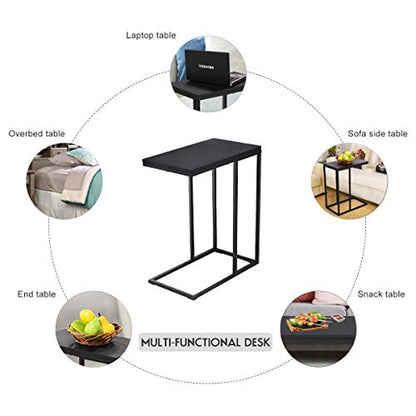 Tangkula Sofa Side End Table C Table Laptop Holder End Stand Desk Coffee Tray Side Table Notebook Tablet Beside Bed Sofa Portable Workstation (Black) - color: Black