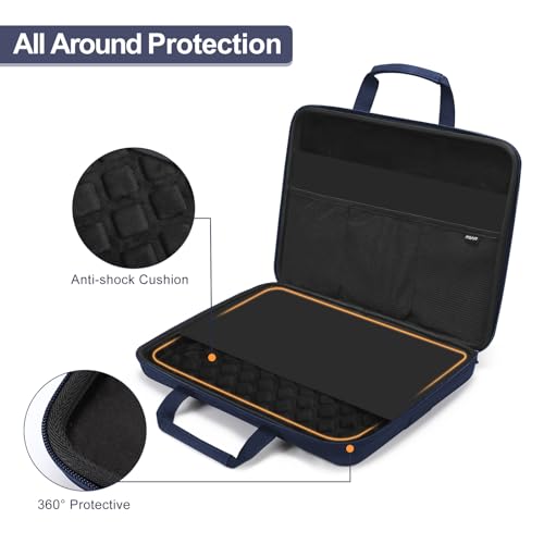 MOSISO Hard Laptop Case 15-15.6 inch, Shockproof Laptop Sleeve with Handle | Compatible with MacBook 16, HP Acer Dell Lenovo ASUS, Waterproof EVA Carrying Case Computer Bag with Pocket&Belt, Navy Blue - color: Navy Blue, size: 16 inch