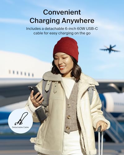 Belkin Portable Charger, Slim USB-C Power Bank 10,000mAh w/ 2 USB-C Ports, Digital Battery Display, 20W Charging Battery Pack - iPhone 17, Air, Pro, Samsung Galaxy S25, Pixel 10, iPad, & More - Black - color: Black, style: 10K mAh