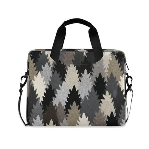 Laptop Zipper Case Portable Crossbody Messenger with Handle and Shoulder Strap 15.6 inch Tablet Briefcase Carrying Bag Abstract Pattern Gray