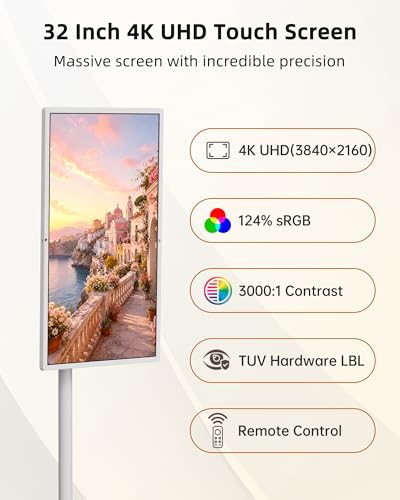 KTC MEGAPAD 32 Inch 4K Smart Portable TV on Wheels,16G+256G Storage, Android OS EDLA Certified, Four 8W Speakers, Built-in Battery&Camera, Voice Remote, UHD Touch Screen with Rolling Stand, A32Q7 Max - size: 32 Inch 16+256GB