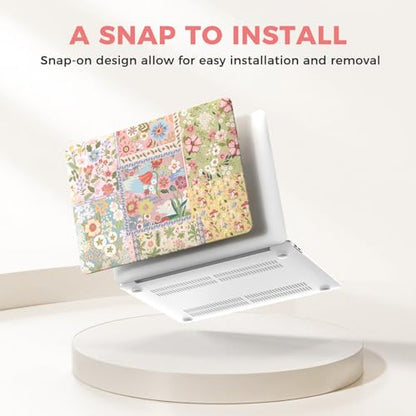 iCasso for MacBook Air 13 inch Case 2020 2019 2018 Release A2337 M1 A2179 A1932, Flower Hard Shell Protective Case for MacBook Air 13.3 inch + Keyboard Cover + Screen Film, Pink - color: 1-Pink Flower