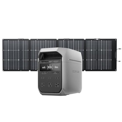 EF ECOFLOW Solar Generator DELTA 3 Plus with 220W Bifacial Panel, 1024Wh | LFP(LiFePO4) Battery, 1800W AC/140W USB-C Output, Portable Power Station for Home Backup Power, Camping & RVs - style: DELTA 3 Plus with 220W