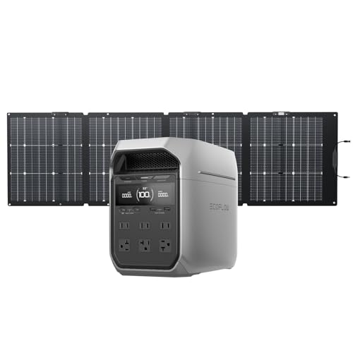 EF ECOFLOW Solar Generator DELTA 3 Plus with 220W Bifacial Panel, 1024Wh | LFP(LiFePO4) Battery, 1800W AC/140W USB-C Output, Portable Power Station for Home Backup Power, Camping & RVs - style: DELTA 3 Plus with 220W