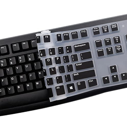 Silicone Keyboard Cover for Logitech K120 & MK120 Ergonomic Desktop USB Wired Keyboard, Logitech K120 & MK120 Keyboard Protective Skin US Layout (NOT Fit Other Model) -Black - color: Black