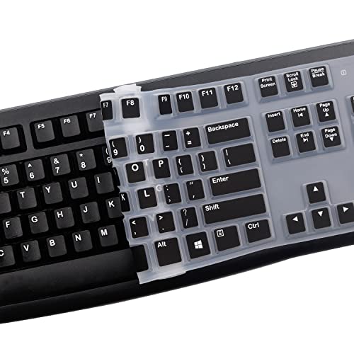 Silicone Keyboard Cover for Logitech K120 & MK120 Ergonomic Desktop USB Wired Keyboard, Logitech K120 & MK120 Keyboard Protective Skin US Layout (NOT Fit Other Model) -Black - color: Black