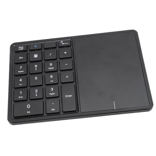 XUMIUZIY Numeric Keypad, 22 Keys Dual Modes Bluetooth4.2 Wire Less Number Pads with Touchpad, Slim External Numpad Keyboard for Laptop Desktop PC (Black) - color: Black