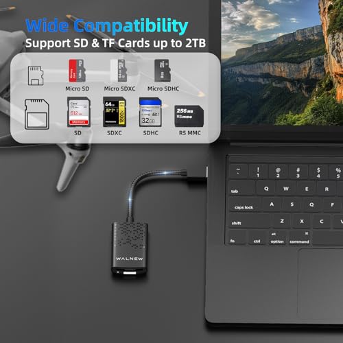 SD Card Reader with UHS-II, WALNEW SD 4.0 USB 3.0 Memory Card Reader for Mac OS, Windows, Android on PC, Laptop, and Camera, SD Card Adapter Supports SD/Micro SD/SDXC/SDHC/RS-MMC/UHS-I/UHS-II Cards