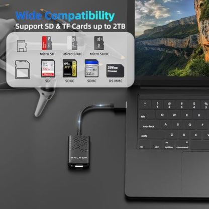 SD Card Reader with UHS-II, WALNEW SD 4.0 USB 3.0 Memory Card Reader for Mac OS, Windows, Android on PC, Laptop, and Camera, SD Card Adapter Supports SD/Micro SD/SDXC/SDHC/RS-MMC/UHS-I/UHS-II Cards