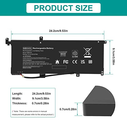 Fancy Buying MB04XL Battery for HP Envy X360 Convertible M6-AQ000 M6-AQ105DX M6-AQ003DX M6-AQ103DX M6-AR004DX 15-AQ 15-AQ005NA AQ101NG AQ015NR AQ273CL AQ173CL 15t-AQ200 843538-541 844204-850 - size: 9.53*3.58*0.28inch