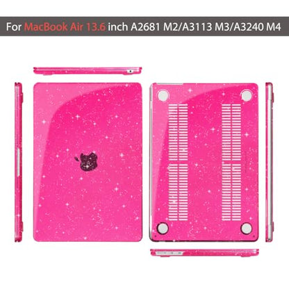 Teryeefi Glitter Case for MacBook Air 13 Inch M5 M4 M3 M2 Chip Release 2022-2024 2025 2026 fits Model A2681/A3113/A3240/A3449, Hard Shell Case & Keyboard Cover for MacBook Air 13.6, Sparkly Rose Pink - color: Sparkly Rose Pink